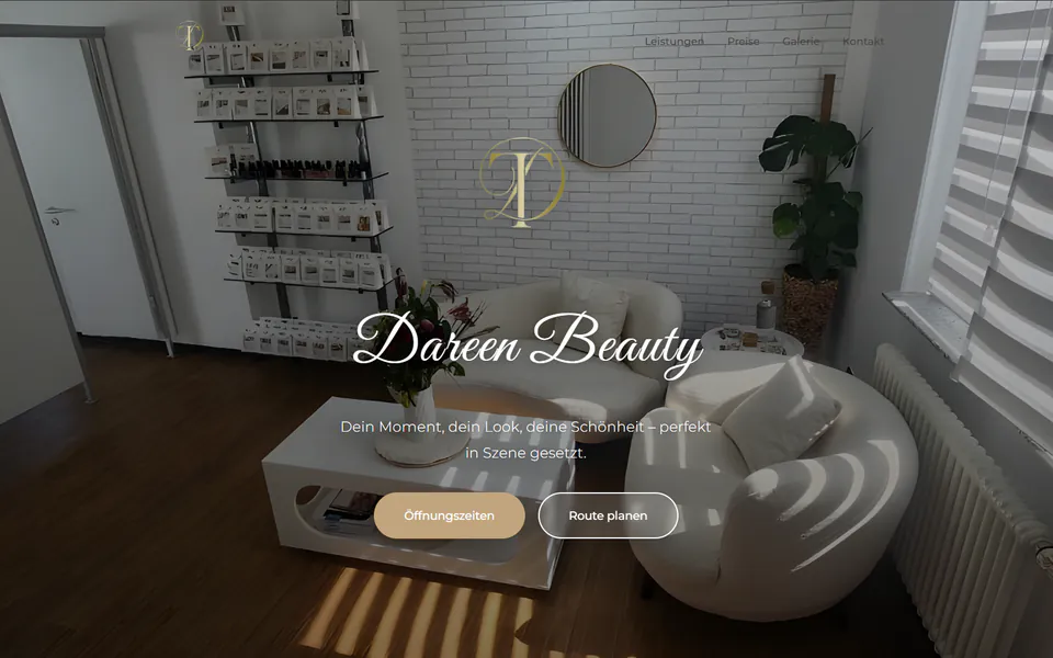 Screenshot der Website Dareen Beauty